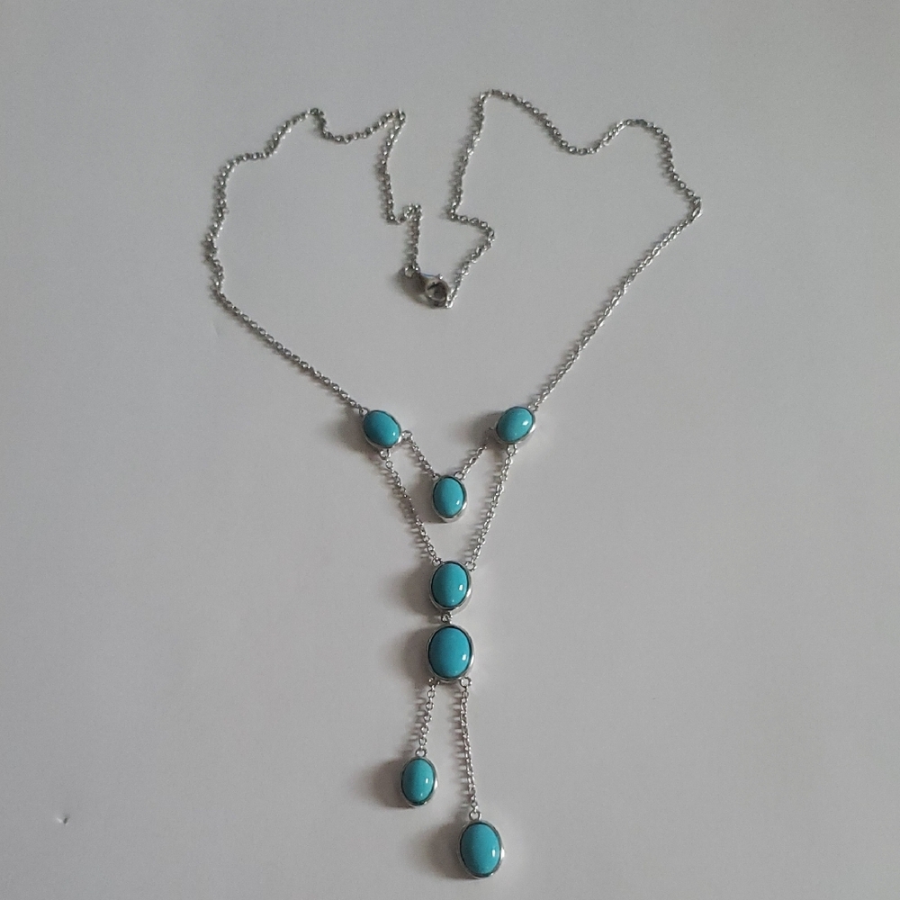 Blue Sleeping Beauty Turquoise Sterling Silver Necklace 18"